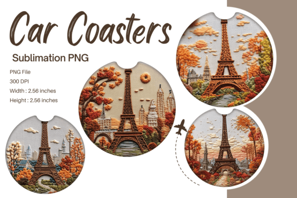 3D Eiffel Tower Embroidery Car Coaster