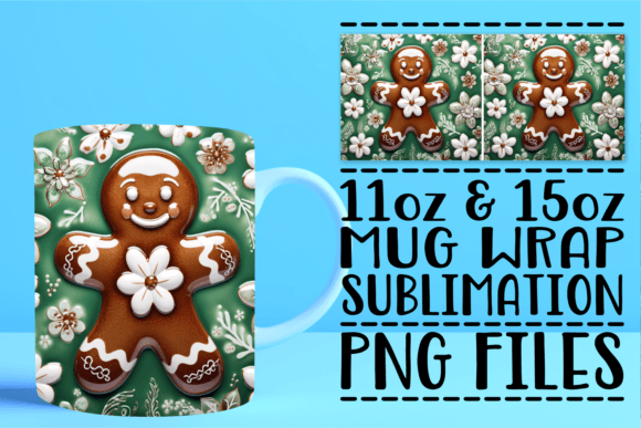 3D Xmas Character Mug Wraps for 11oz & 15oz