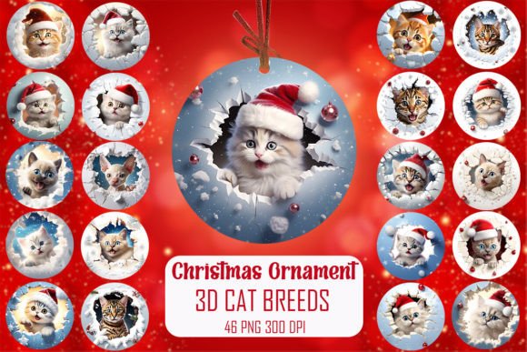 Cute 3D Cat Breeds Christmas Ornament: A Charming Addition to Your Holiday Decor