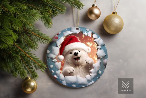 Cute Bear 3D Christmas Ornament Clipart: A Versatile Addition to Your Creative Projects