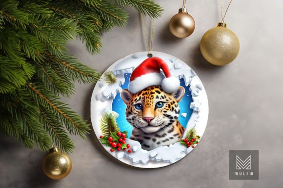 Cute Jaguar 3D Christmas Ornament