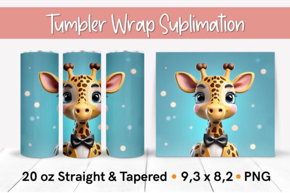 Cute Little Giraffe - 3D Tumbler Wrap