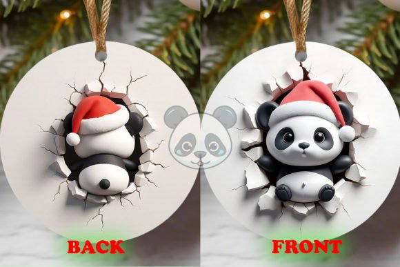 Cute Panda 2 Side 3D Christmas Ornament: A Charming Addition to Your Holiday Decor