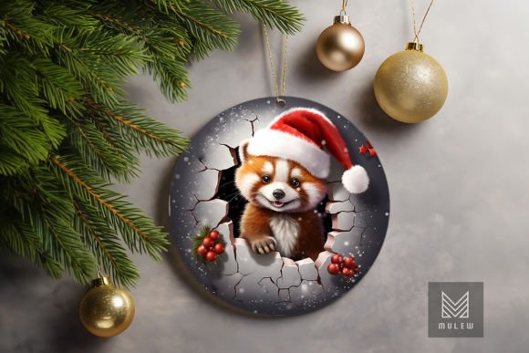 Cute Red Panda 3D Christmas Ornament