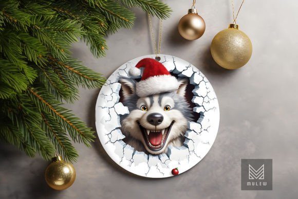 Cute Wolf 3D Christmas Ornament Clipart: A Versatile Addition to Your Creative Projects