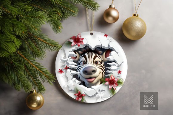 Cute Zebra 3D Christmas Ornament Clipart: A Festive and Charming Addition to Your Holiday Decor