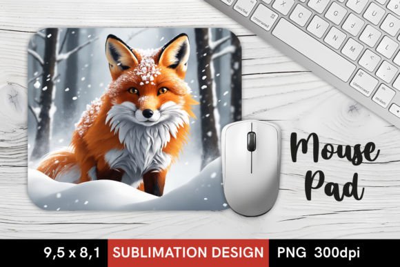 Enhance Your Workspace with the 3D Fox in the Snow MousePad Sublimation Design