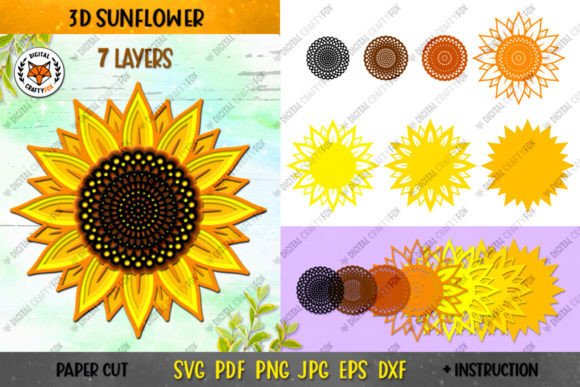 Explore the Beauty of 3D Sunflower Mandala Layered Flower
