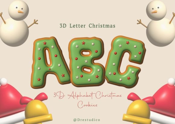 Green Gingerbread Christmas 3D Letter
