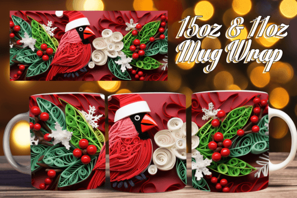 Joyous 3D Christmas Mug Wraps for 11oz & 15oz Mugs