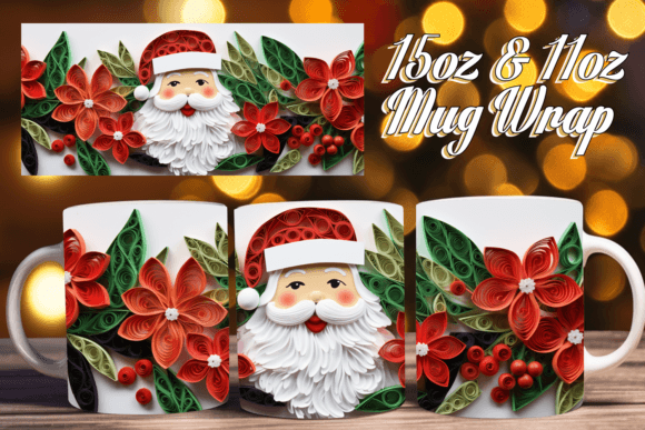 Whimsical 3D Christmas Art on Mug Wrap: A Festive Touch for Your Creations